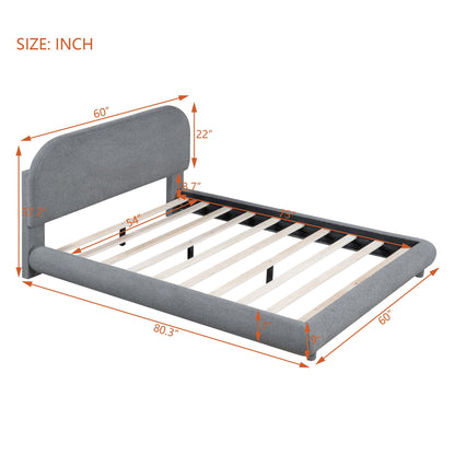 Upholstered platform bed with thick gray frame and curved headboard HouseOfZazla on Tampa Home & Garden Store