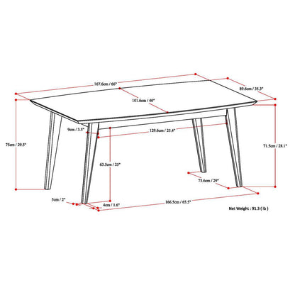 Elegant rubberwood rectangular dining table by HouseOfZazla, 66 in long, 35 in wide on Tampa Home & Garden Store