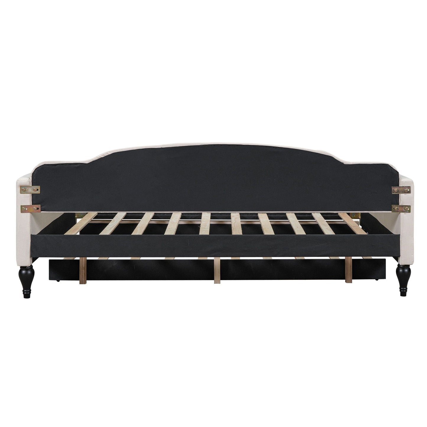 Upholstered tufted daybed in black fabric with white frame by HouseOfZazla on Tampa Home & Garden Store