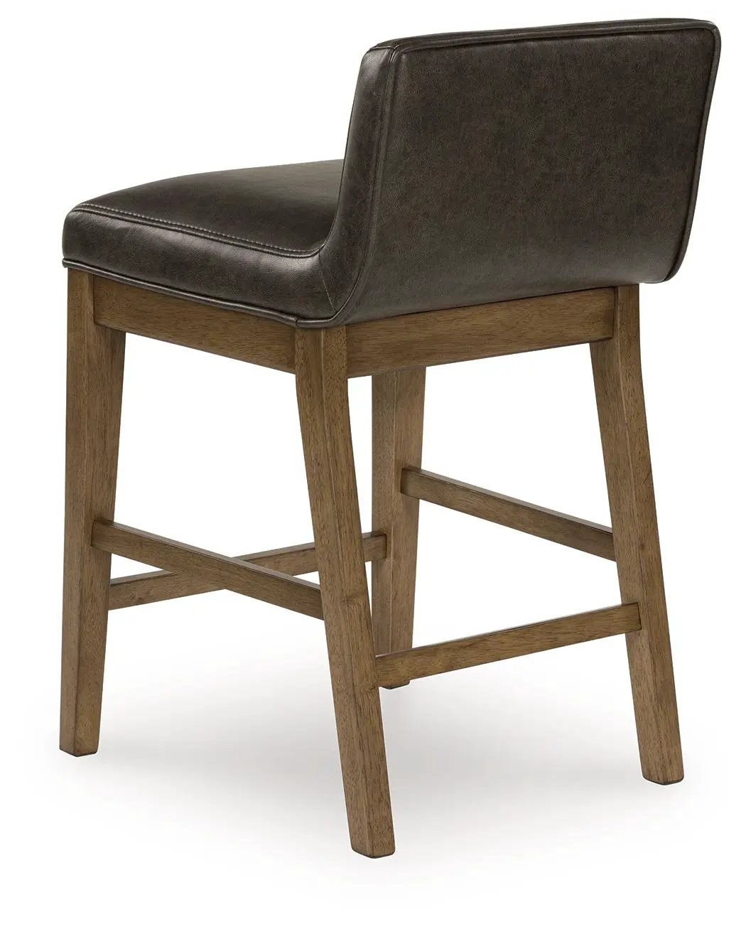 Cabalynn Upholstered Barstools set of 2 with brown faux leather seats and wood legs on Tampa Home & Garden Store