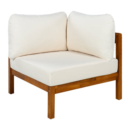 U_Style Acacia solid wood outdoor furniture set with white cushions by HouseOfZazla on Tampa Home & Garden Store
