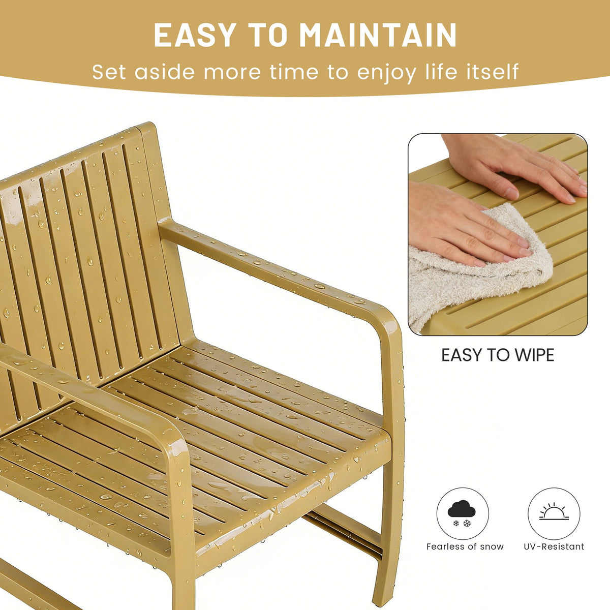 HouseOfZazla orange waterproof 2-piece outdoor patio set in metal slat design on Tampa Home & Garden Store