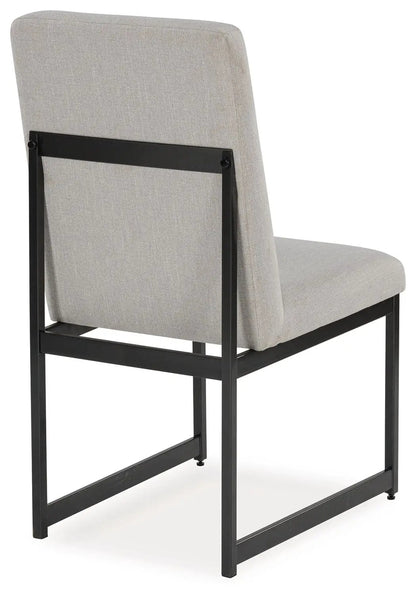 Tomtyn dining upholstered side chair light brown fabric with black metal frame on Tampa Home & Garden Store
