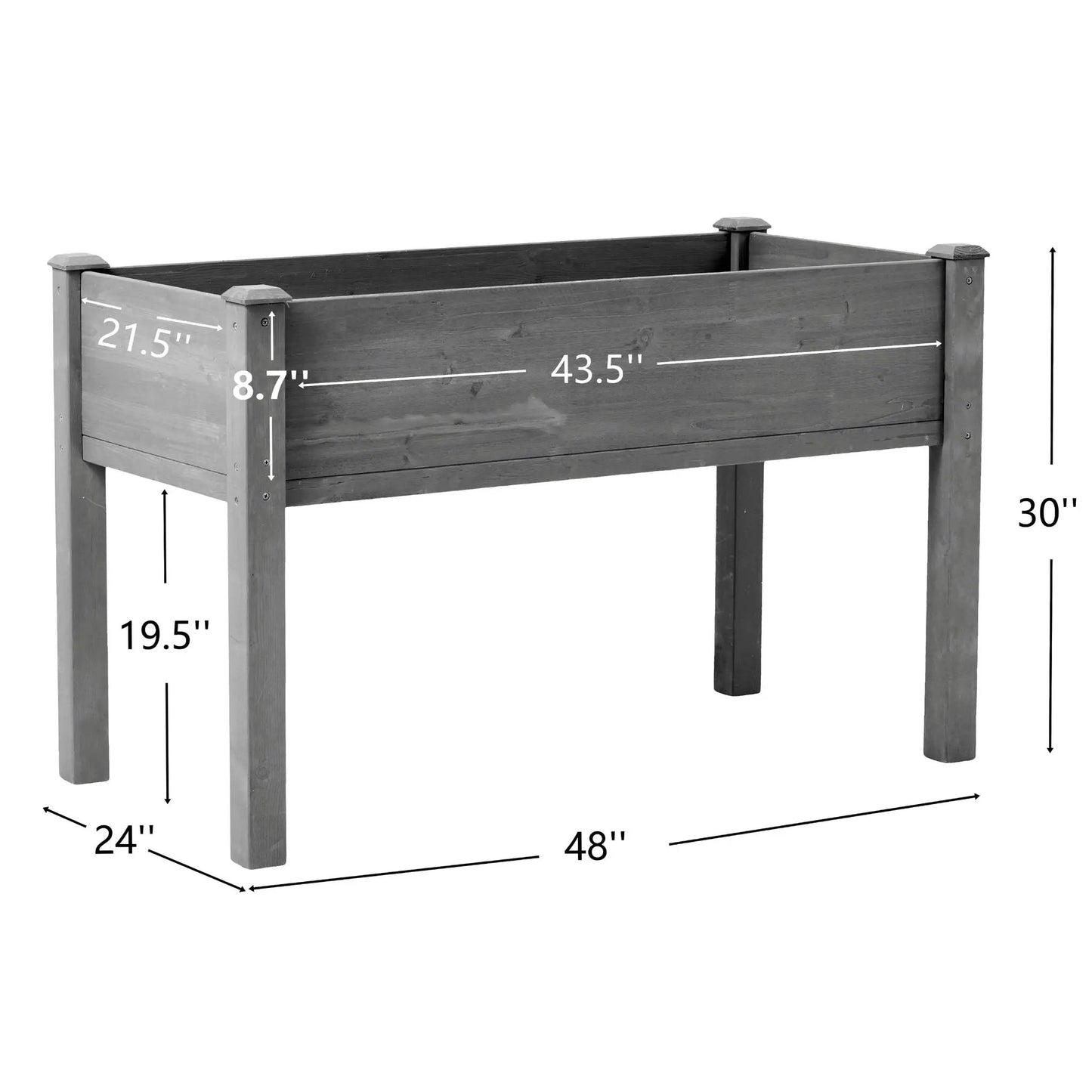 Elevated garden bed planter on legs, 43.5 in long, 24 in wide, 30 in tall, Unique Piece Furniture on Tampa Home & Garden Store