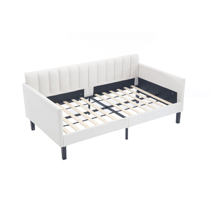 Elena Boucle Upholstered Daybed by HouseOfZazla with ribbed white backrest on Tampa Home & Garden Store