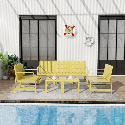 Waterproof 2-Piece Outdoor Patio Set orange with slatted chairs and matching table on Tampa Home & Garden Store