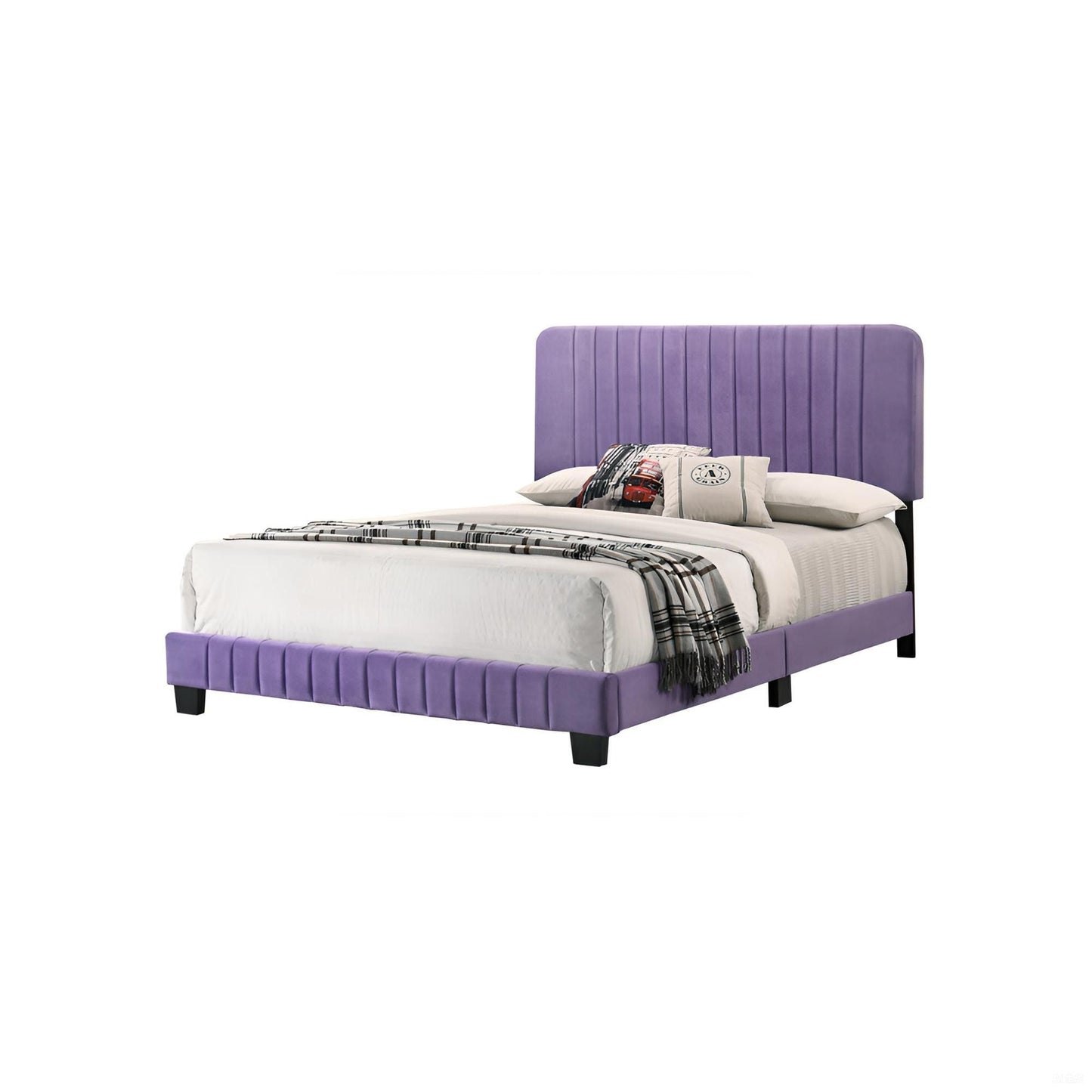 Channel Tufted Bed purple upholstered headboard and footboard by HouseOfZazla on Tampa Home & Garden Store