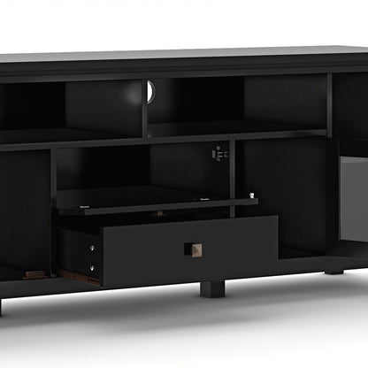 Wide handcrafted solid wood media stand with open shelves and pull-out drawer HouseOfZazla on Tampa Home & Garden Store