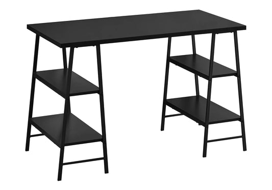 Computer desk with storage shelves in industrial black metal frame on Tampa Home & Garden Store