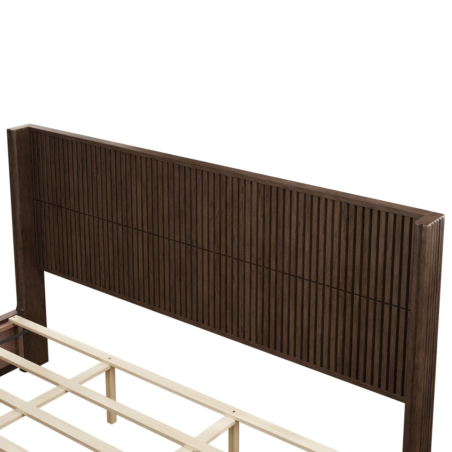 Modern Platform Bed Frame with Tall Headboard