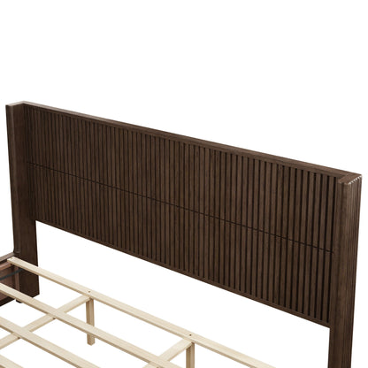 Modern Platform Bed Frame with Tall Headboard