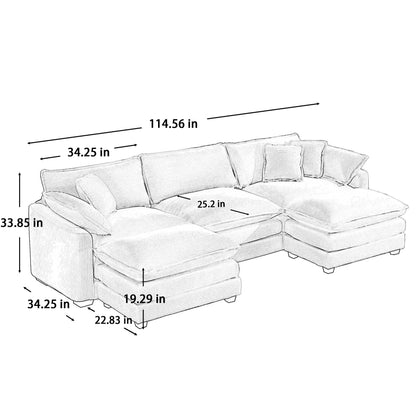 Modern Oversized Modular Cushion Sofa Set with Ottoman, low back, deep seating by HouseOfZazla on Tampa Home & Garden Store