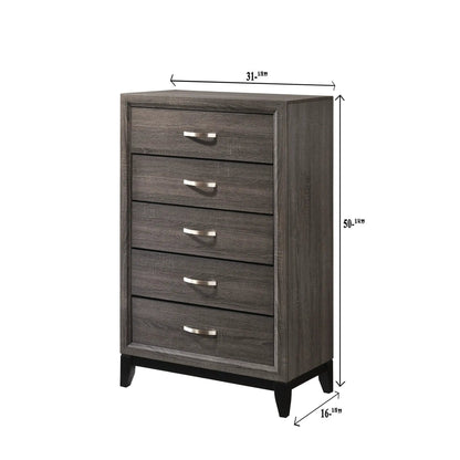 Contemporary 5 Drawer Tall Chest with Finish