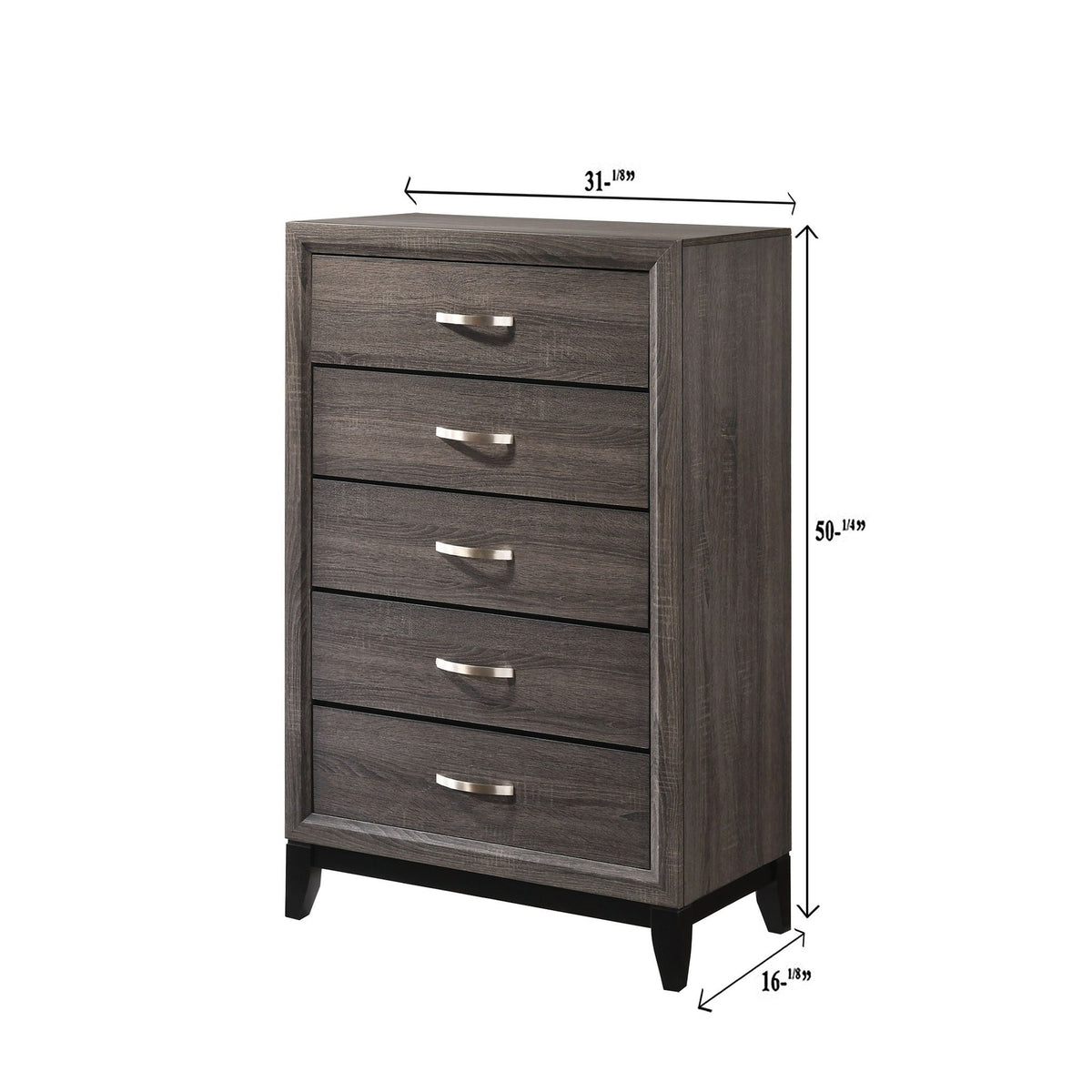Contemporary 5-Drawer Tall Chest in dark gray woodgrain finish by HouseOfZazla on Tampa Home & Garden Store