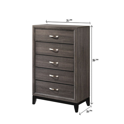 Contemporary 5-Drawer Tall Chest in dark gray woodgrain finish by HouseOfZazla on Tampa Home & Garden Store