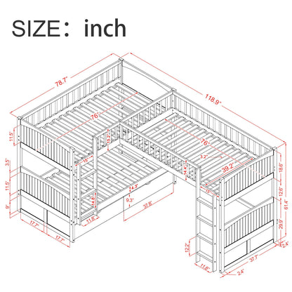 Bunk Bed With Loft And 2 Drawers HouseOfZazla schematic showing bed frame, loft and drawers on Tampa Home & Garden Store