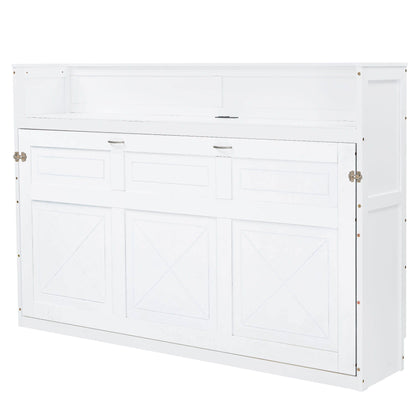 White Murphy bed with desk storage cabinet, paneled doors on Tampa Home & Garden Store