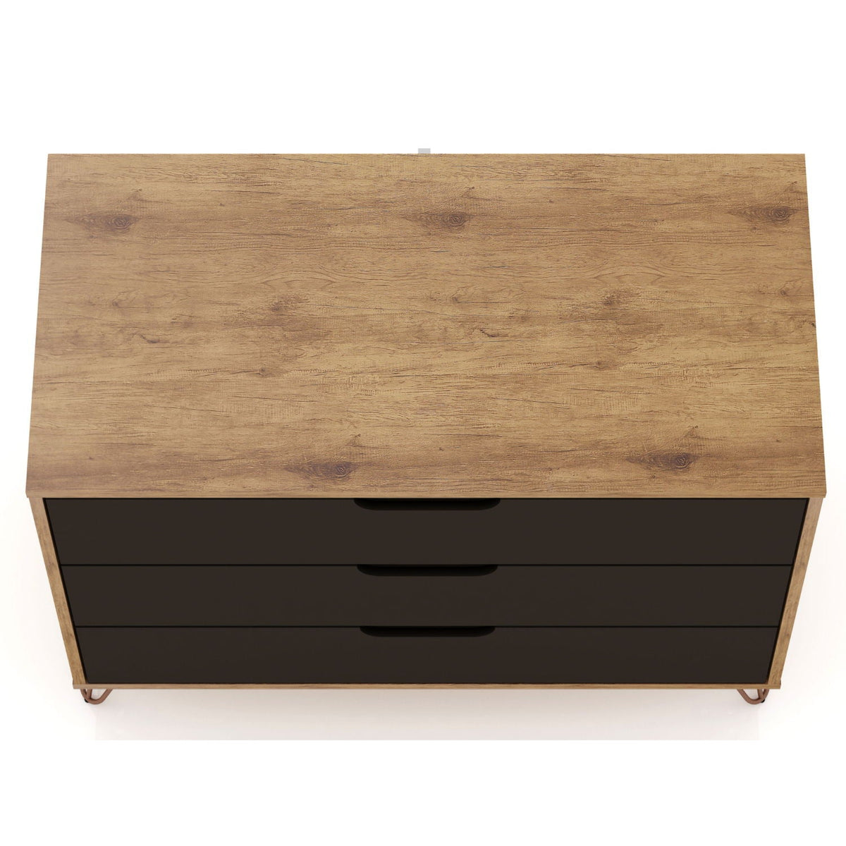 Rockefeller 3 Drawer Dresser with Splayed Legs wood top and black fronts HouseOfZazla on Tampa Home & Garden Store