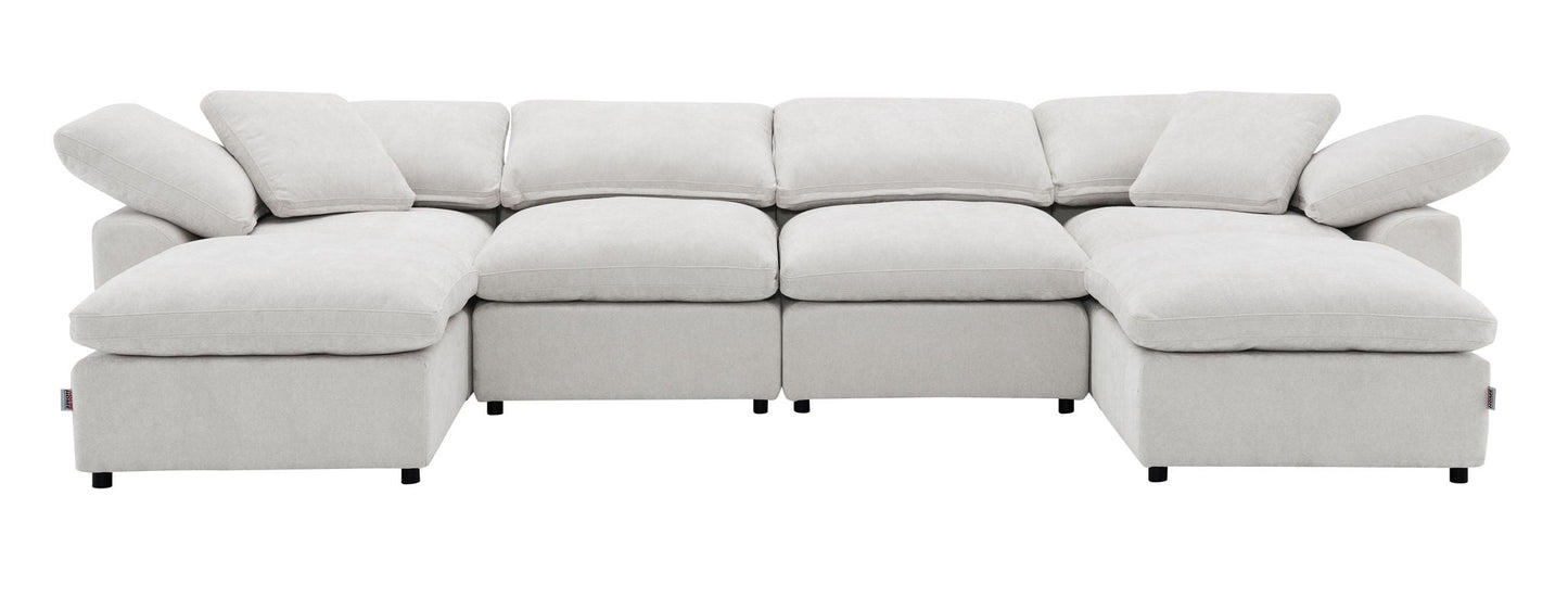 Naveen modular sectional with ottoman in light beige fabric, 2-piece set by HouseOfZazla on Tampa Home & Garden Store