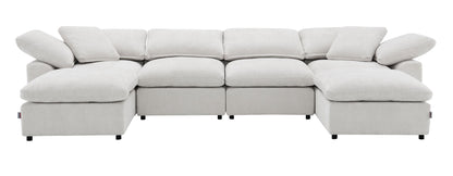 Naveen modular sectional with ottoman in light beige fabric, 2-piece set by HouseOfZazla on Tampa Home & Garden Store