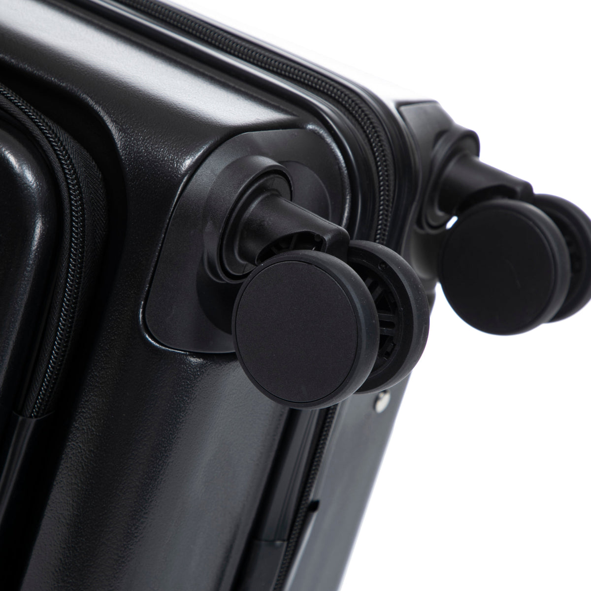 Luggage set close-up: black ABS spinner wheels with zipper detail HouseOfZazla on Tampa Home & Garden Store