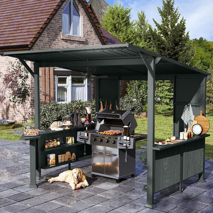 9ft By 10ft Hardtop Grill Gazebo with Shelves