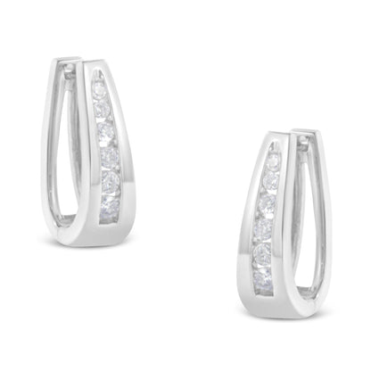 14k white gold diamond hoop earrings by Bids.com, channel-set round-cut stones, pair on Tampa Home & Garden Store