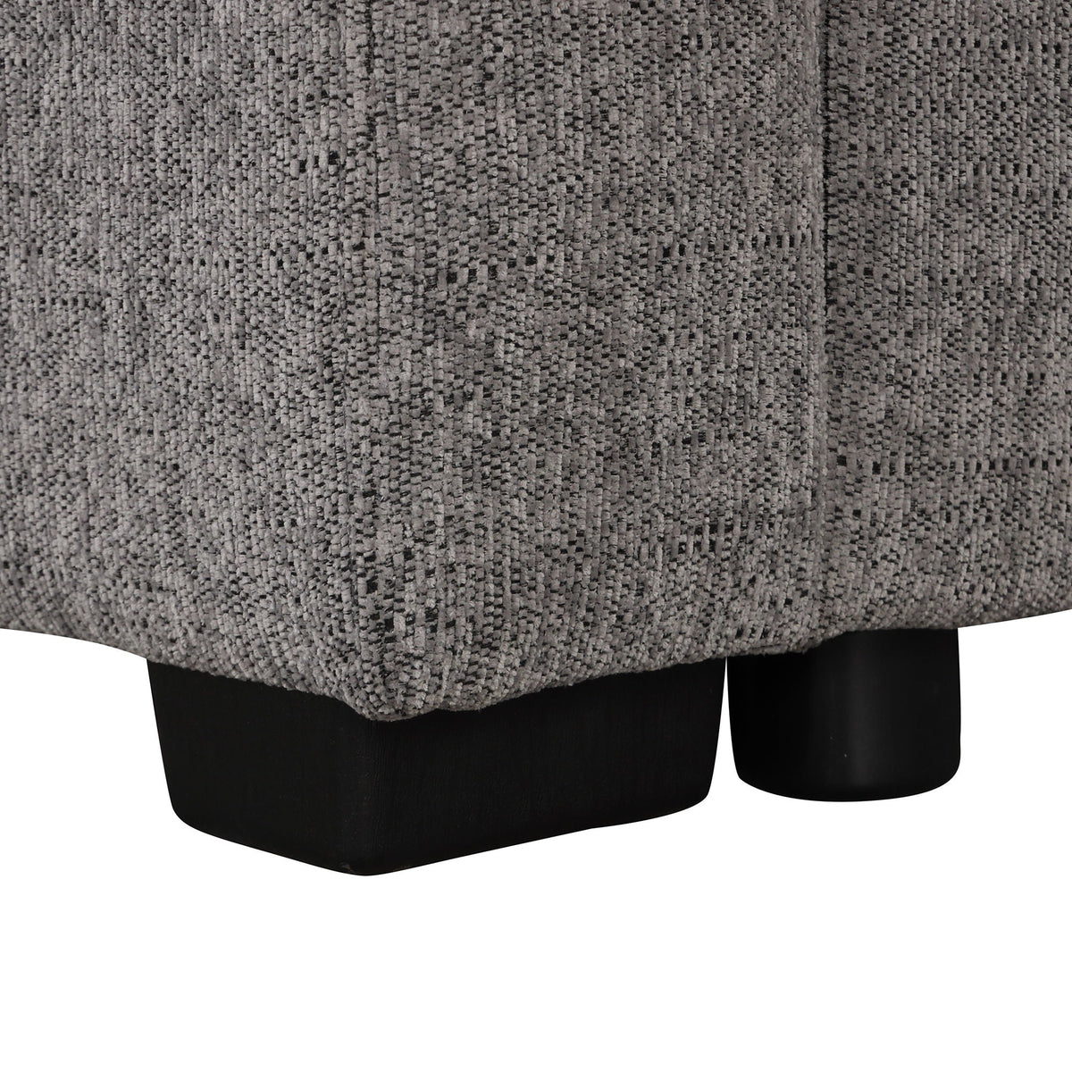 U-shaped sleeper sectional base in grey textured fabric with black rounded legs on Tampa Home & Garden Store