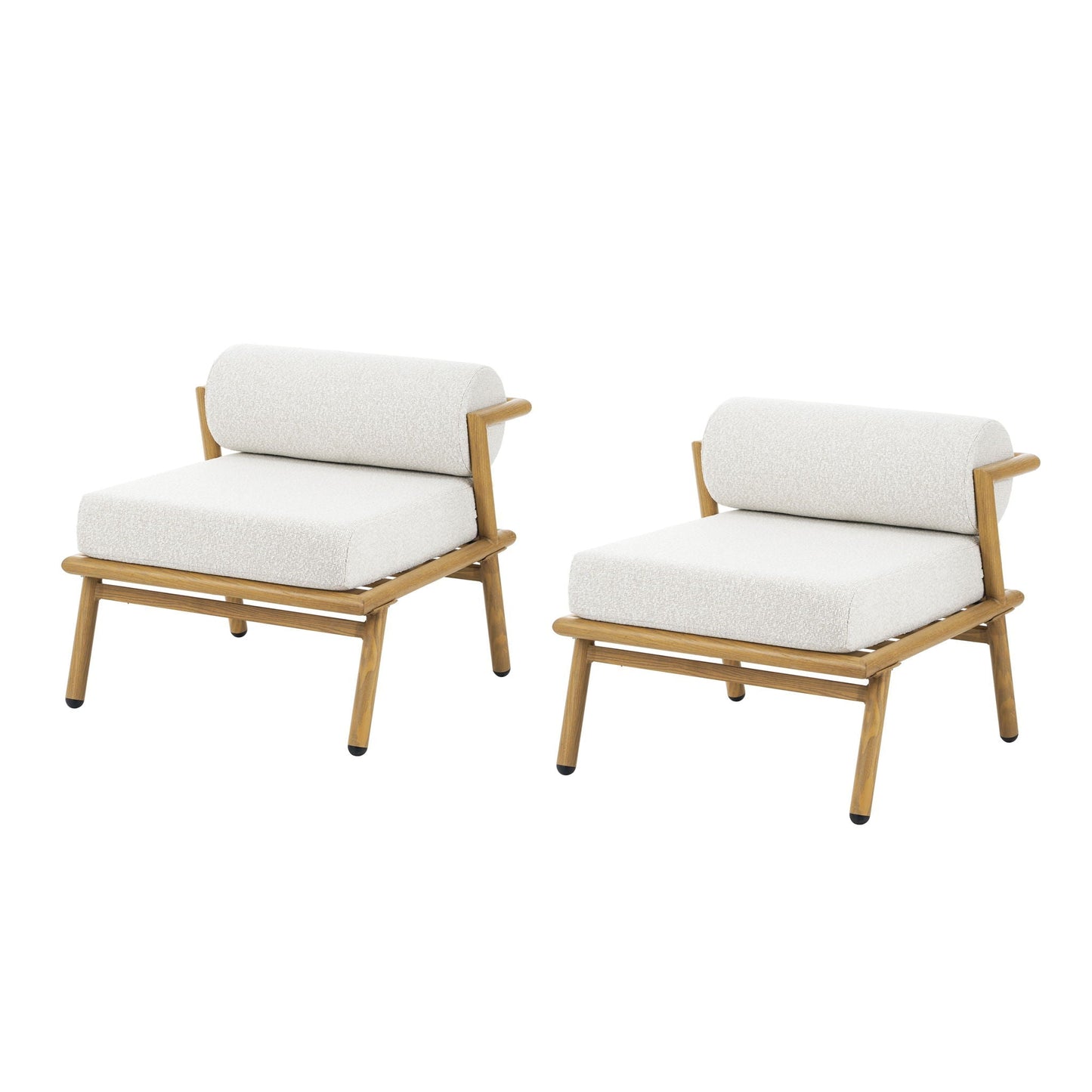La Fiora iron club chairs set of 2 in off white cushions with teak legs HouseOfZazla on Tampa Home & Garden Store