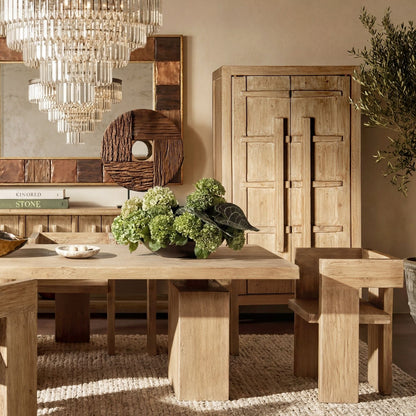 Rowan storage cabinet with double doors in natural wood finish, accent cabinet for dining room on Tampa Home & Garden Store