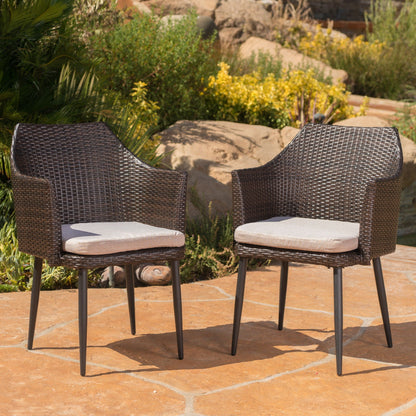 Kenneth Outdoor Rattan Dining Chair Set of 2