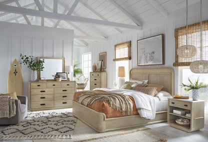Sunset Cove Panel Bed in light wood with woven cane headboard by Unique Piece Furniture on Tampa Home & Garden Store