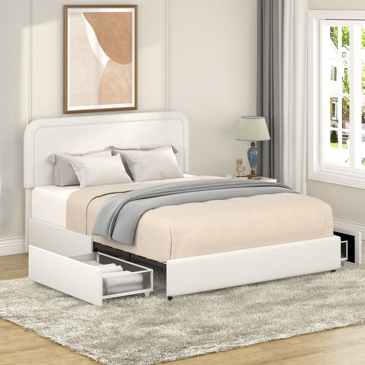 Liv Upholstered Storage Platform Bed with Drawers