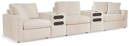 Modmax Sectional Oyster five-seat modular sofa in beige fabric with dark brown accent panels on Tampa Home & Garden Store