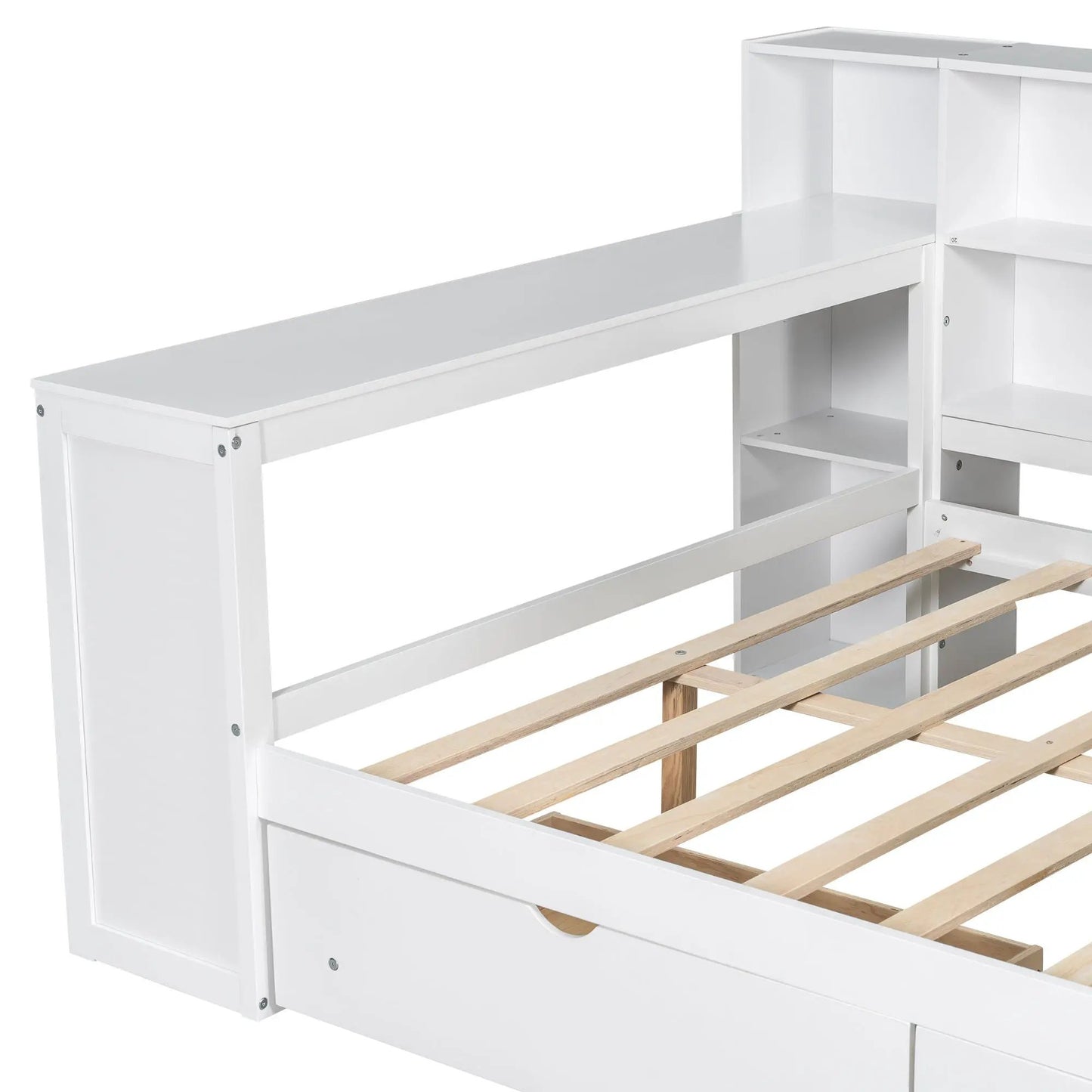 Platform Bed with Storage Shelves, Drawers, LED