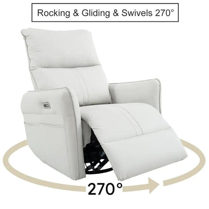 Swivel rocker recliner chair white power recliner with USB ports 270-degree swivel on Tampa Home & Garden Store