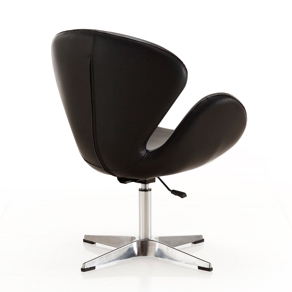 Raspberry swivel lounge chair by HouseOfZazla with 360-degree rotation in black leather on Tampa Home & Garden Store