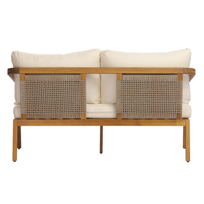 Acacia Wood Outdoor Loveseat and Coffee Table Set