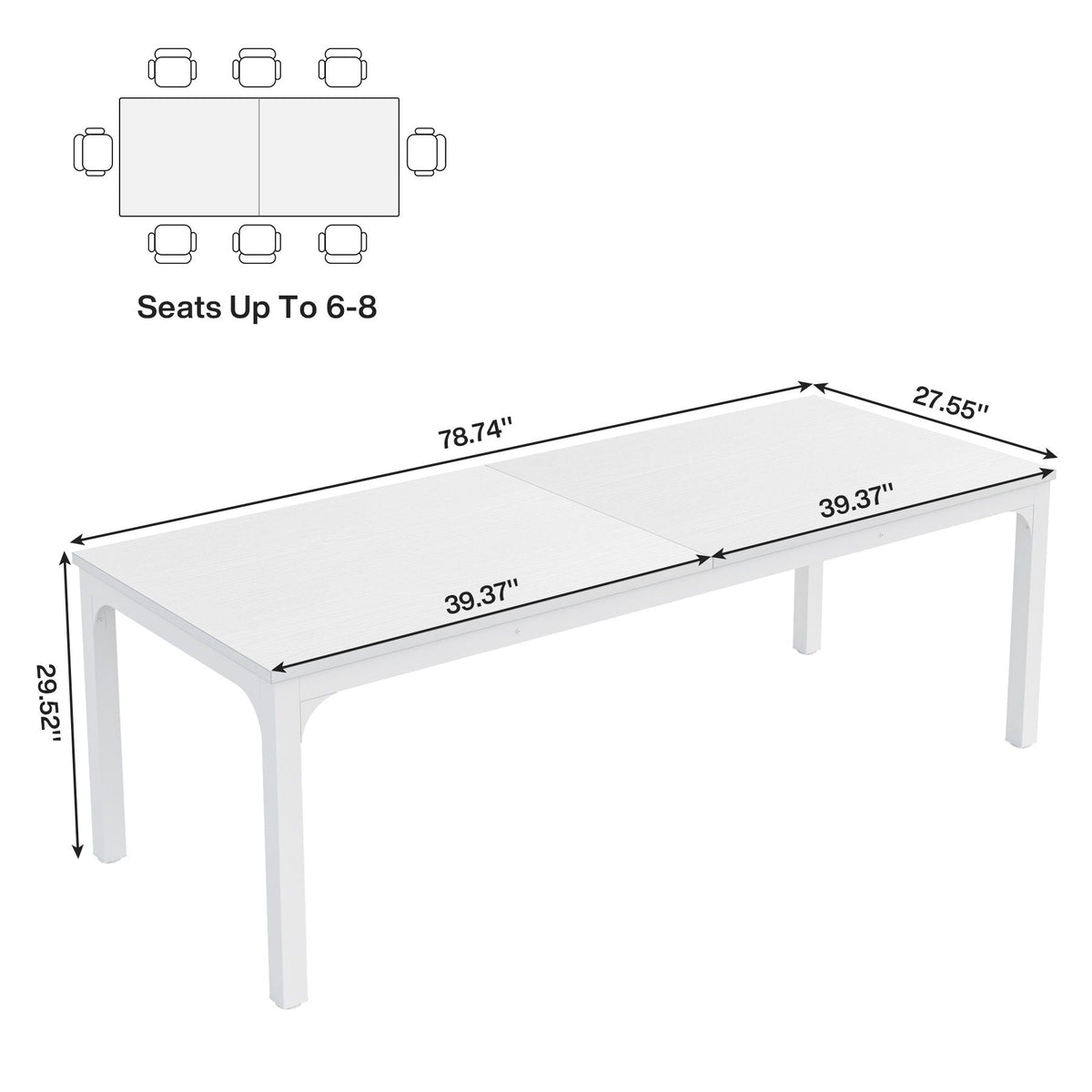 Rectangle dining table for 6-8 by HouseOfZazla with metal legs available in multiple colors on Tampa Home & Garden Store