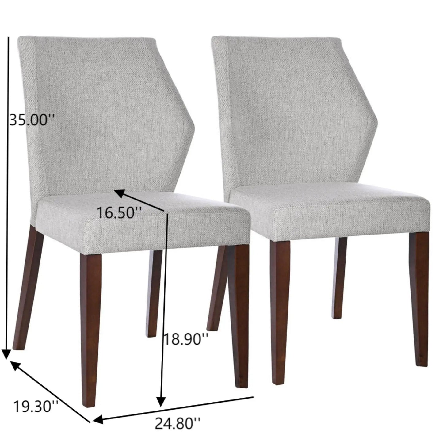Luca Dining Chair Set of 2 Light Gray Upholstered