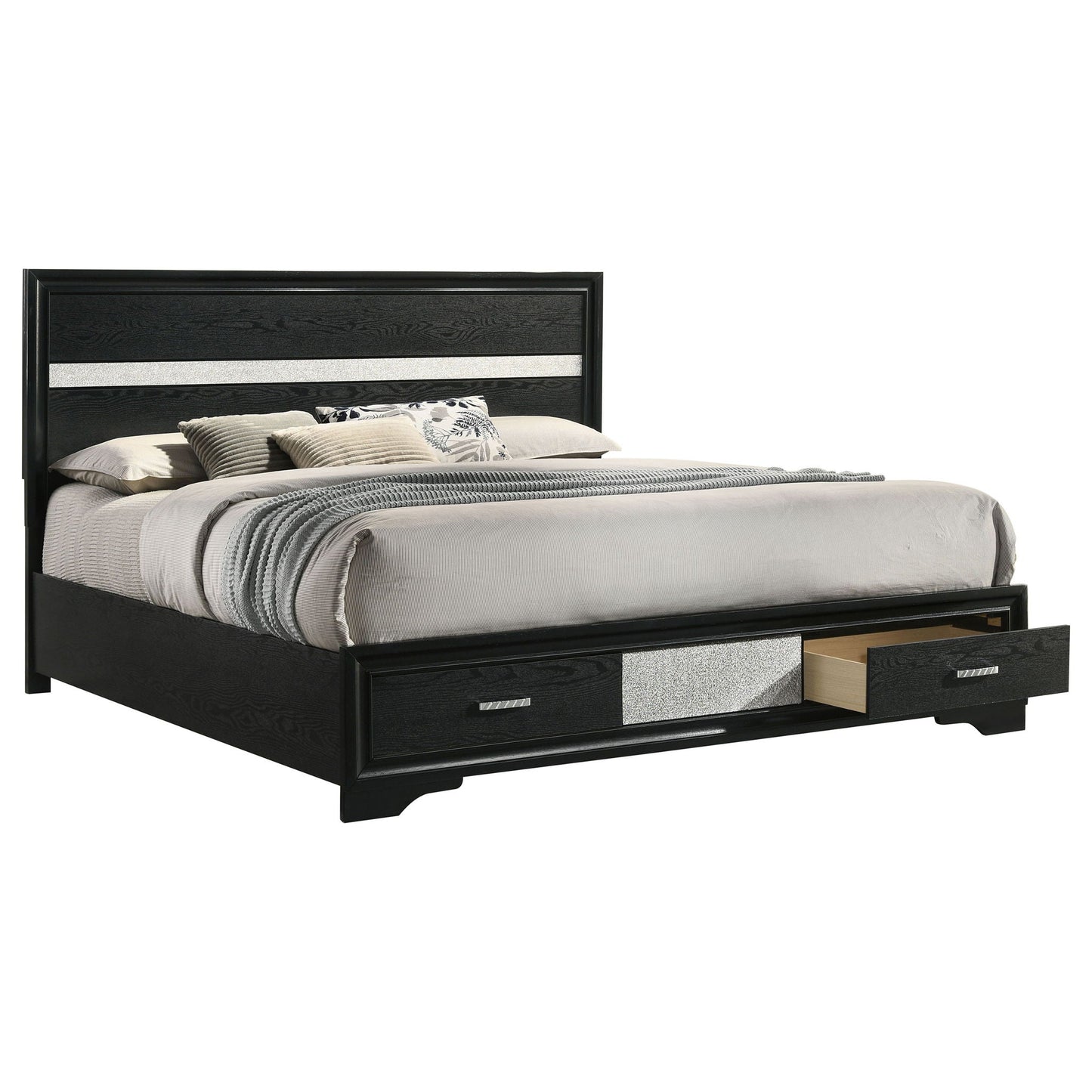 Storage Platform Bed 2-Drawer with two under-bed drawers in black finish by HouseOfZazla on Tampa Home & Garden Store