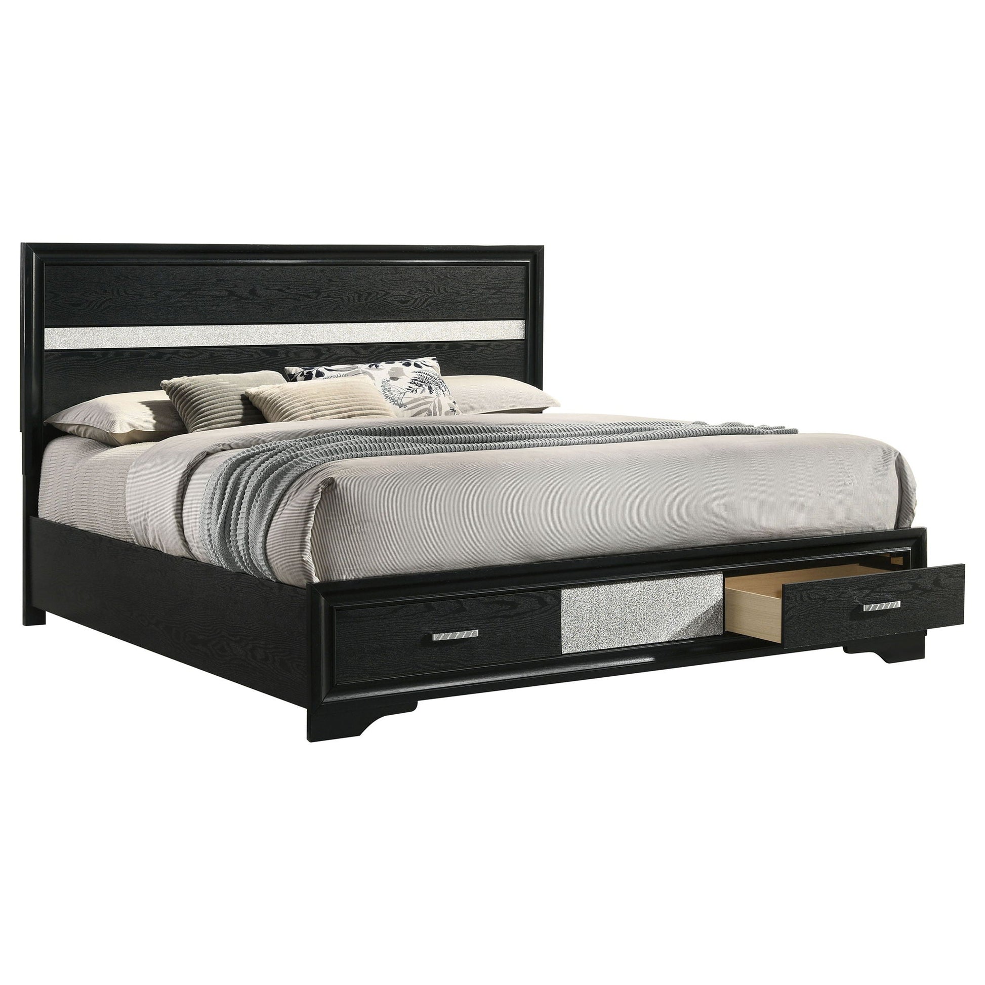 Storage Platform Bed 2-Drawer with two under-bed drawers in black finish by HouseOfZazla on Tampa Home & Garden Store