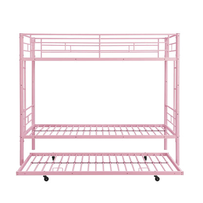 Pink metal bunk bed frame with guard rails and pull-out trundle, Unique Piece Furniture on Tampa Home & Garden Store