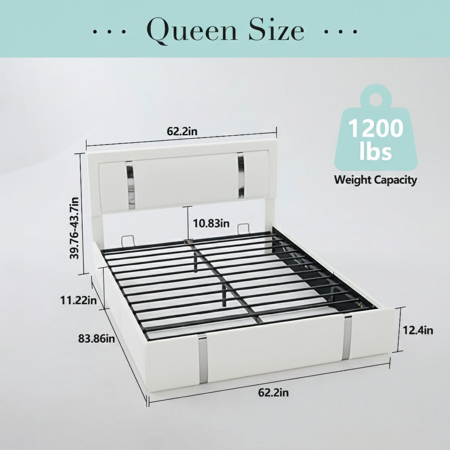 Upholstered Bed with Led Headboard and Storage