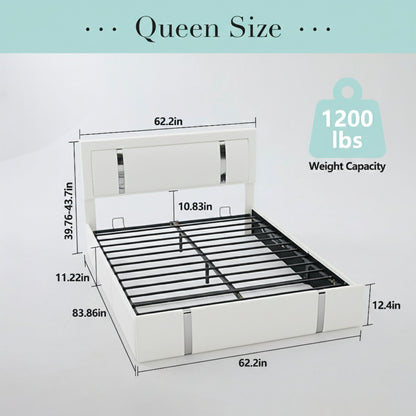 Upholstered Bed with Led Headboard and Storage