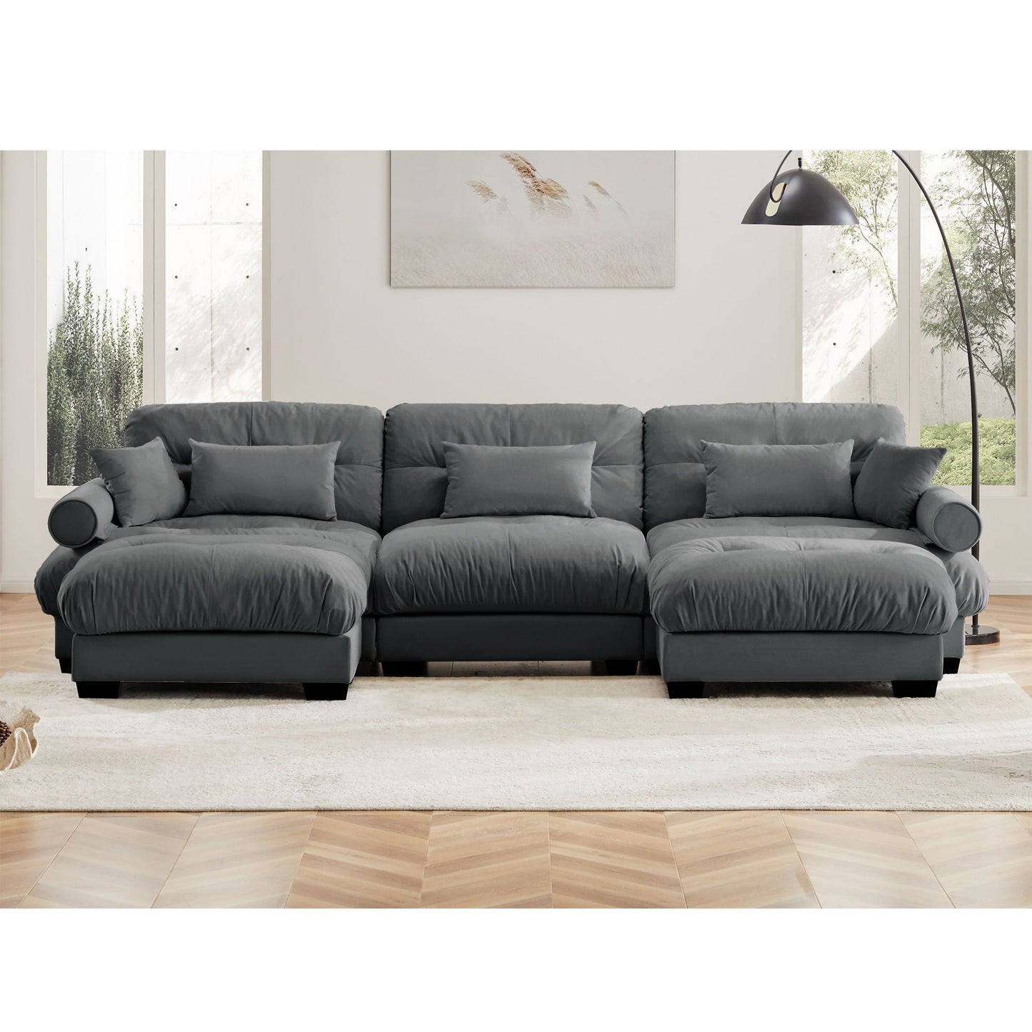 Oversized Modular Sofa with Movable Ottoman