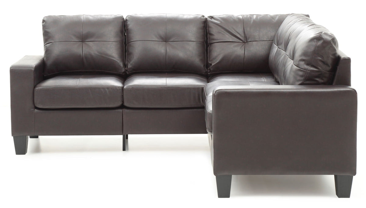 Newbury Sectional Sofa by HouseOfZazla, dark brown leather with pocket coil cushions and chaise on Tampa Home & Garden Store