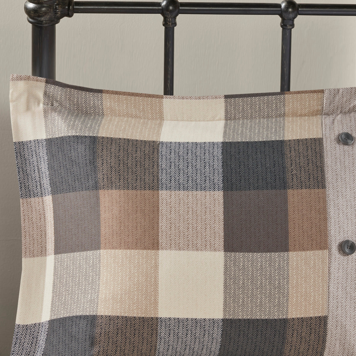 7 Piece Herringbone Comforter Set Neutral California King quilt set in tan gray tones on Tampa Home & Garden Store