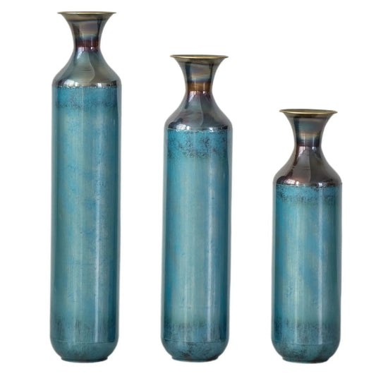 Modern droplet-shaped floor vase set turquoise glazed ceramic vases, 3-piece set on Tampa Home & Garden Store