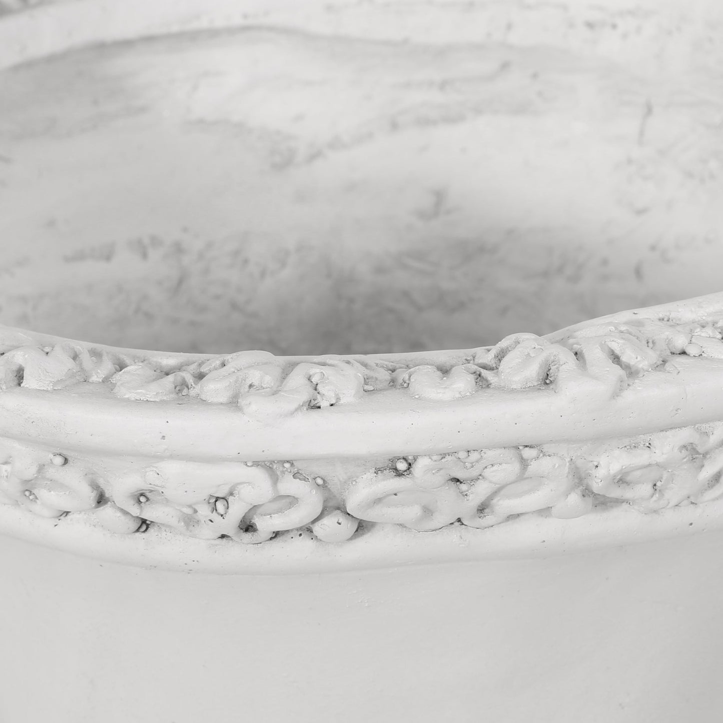 Roman Style MGO Garden Urn Planter by HouseOfZazla, white stone textured urn with beaded rim on Tampa Home & Garden Store